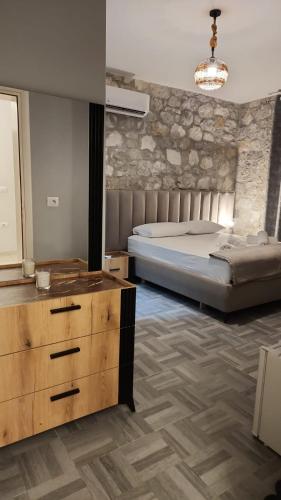 Cama o camas de una habitación en Hyka Stone House Shkoder