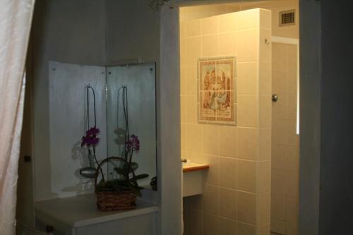 a bathroom with a shower and a sink and a toilet at Stephward Estate Country House in Uvongo Beach