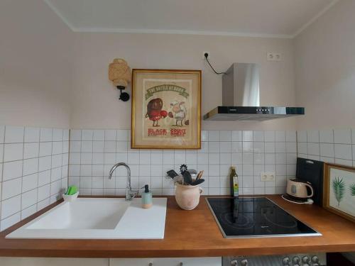 Kuchyň nebo kuchyňský kout v ubytování Design Apartment Nähe Düsseldorf