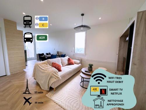 Appartement vue panoramique Antony, 8mn RER B et C