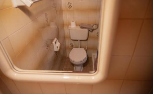 a small bathroom with a toilet and a sink at Ulisse Apartments in Paleokastritsa