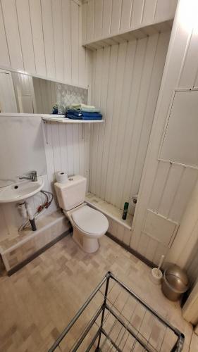 a bathroom with a toilet and a sink at Apartments Londa in Jūrmala