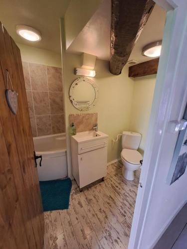 a bathroom with a toilet and a sink at Manor House Charentaise in Sainte-Soulle
