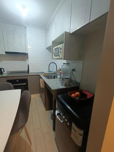 a kitchen with a bowl of fruit on the stove at Pacifico 802 in Arica