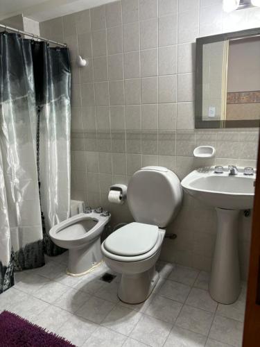 a bathroom with a toilet and a sink at Céntrico y amplio departamento en La Cañada in Cordoba