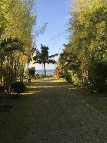 a pathway with trees and the ocean in the background at Villa Danison in Umeanyar