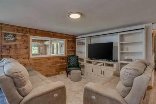 Televisyen dan/atau pusat hiburan di St Lawrence River Modern Log Home