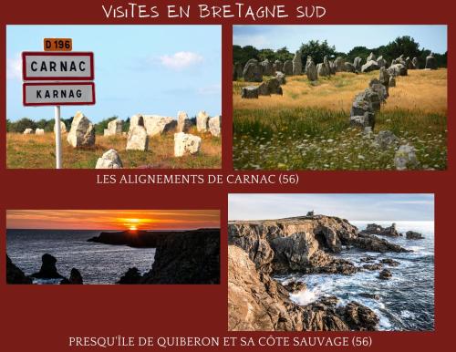 a collage of photos of the ocean and rocks at Ty Kerrian, maison avec jardin à la campagne in Locunolé