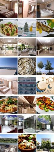 a collage of different pictures of a pizza at Hotel Pogradeci 2 in Pogradec