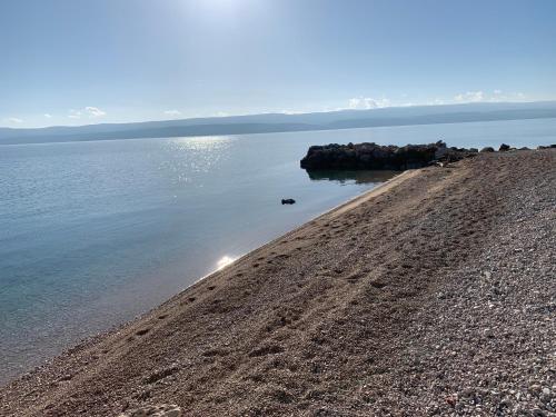 a beach with rocks in the water at Villa Sanja in Mimice