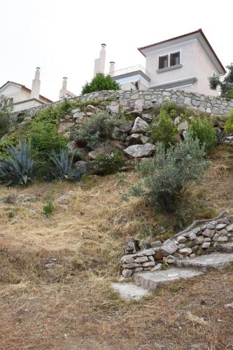 a house on top of a hill with plants at Goddesses Villa 2 in Nies in Soúrpi