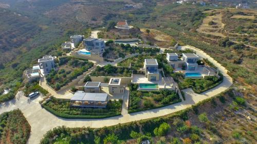 an aerial view of a house on a hill at Youphoria Sea View Villas in Kissamos