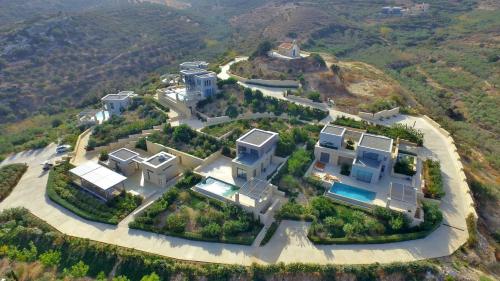 an aerial view of a house on a hill at Youphoria Sea View Villas in Kissamos