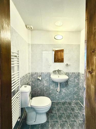 ein Badezimmer mit Toilette und Waschbecken in der Unterkunft Torlacite in Chiprovtsi