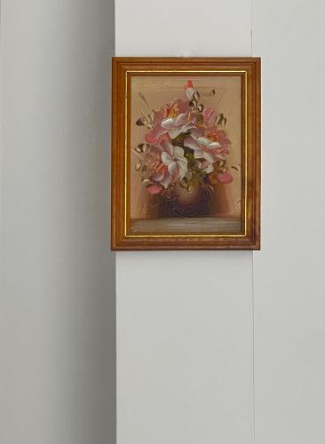 a painting of a vase of flowers on a wall at Place Sainte Marguerite in Provins