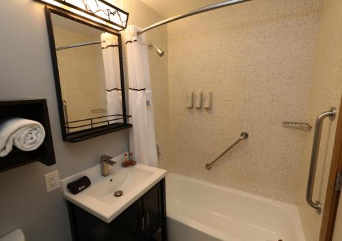 a bathroom with a sink and a shower and a tub at The Lodge at Breckenridge in Breckenridge