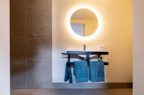 a bathroom with a sink and a mirror at BB aan de kapel in Roermond