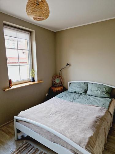 Posteľ alebo postele v izbe v ubytovaní Apartament z tarasem widok na jezioro - Ostroda