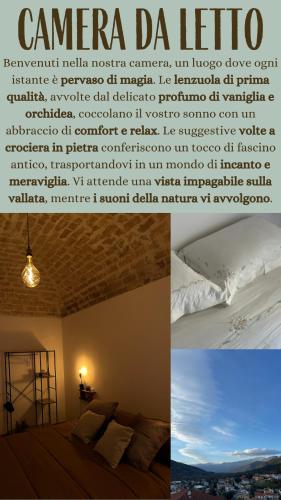 a collage of a picture of a bedroom with a bed at RADICl BUSSI in Bussi sul Tirino