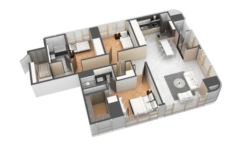 a rendering of a floor plan at Busan Station BOOKING THE BAY in Busan