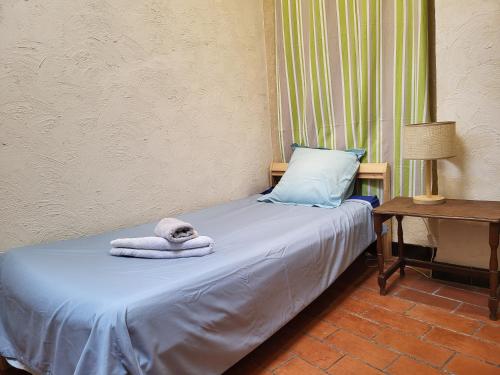 un lit avec des serviettes posées dessus dans l'établissement Appartement en hyper centre La clef des chants, à Avignon