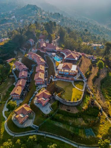 una vista aerea di un resort di Soaltee Westend Resort Nagarkot a Nagarkot