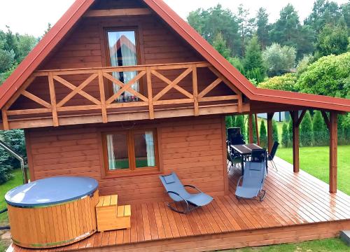 Mazury - domki Wzgórza Dybowskie całoroczne- bania z jacuzzi , sauna