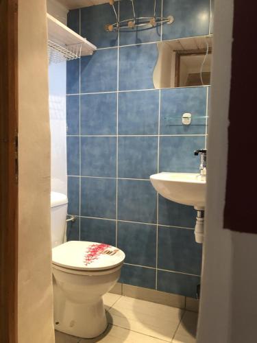 a bathroom with a toilet and a sink at El refugio in Reynès
