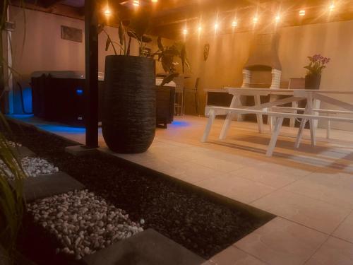 a room with two large tires sitting on the floor at Le Jacquier Life House in Saint-Pierre