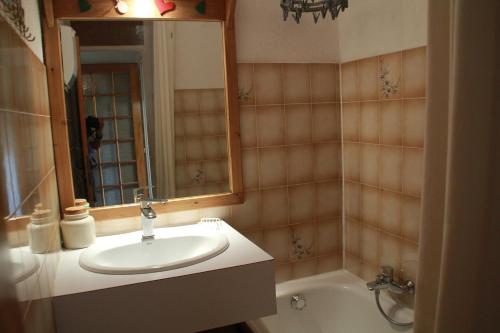 une salle de bain avec un lavabo et une baignoire dans l'établissement Chalet de l'Oy OY2 NATURE & MOUNTAIN 3 pers, à Châtel