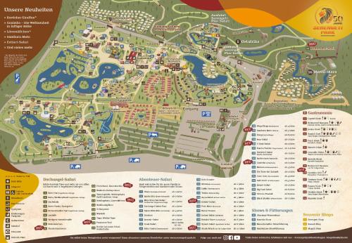 un mapa del complejo de Disneyland en Serengeti Park Resort, en Hodenhagen