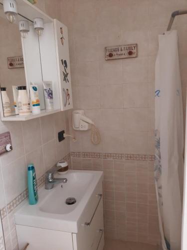 a bathroom with a sink and a shower at Dimora Stabiae in Castellammare di Stabia