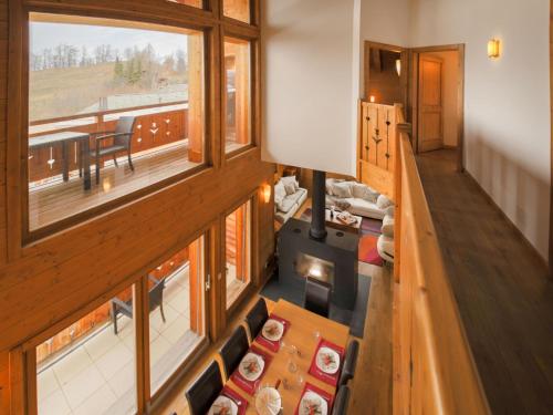 an overhead view of a house with a balcony at Chalet Le Grillon by Interhome in Nendaz