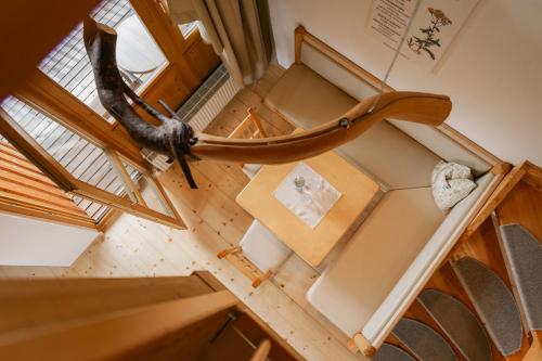 an overhead view of a house with a large antlers at Naturhotel Landhof Irschen in Irschen
