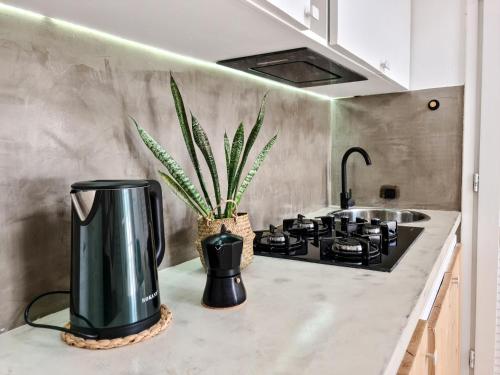 Kuchyň nebo kuchyňský kout v ubytování Chic Surf-Inspired Mezzanine Studio "Coco Palm"