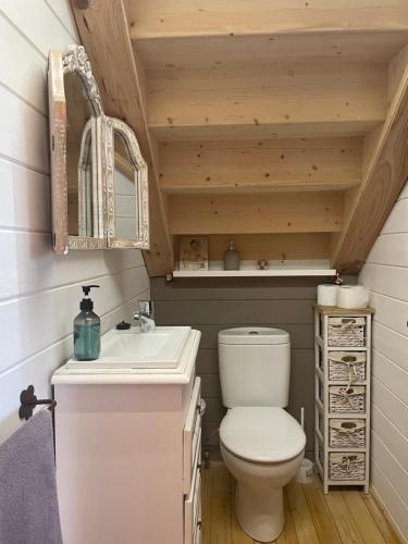 a bathroom with a toilet and a sink at La Casa del Plano in Los Molinos