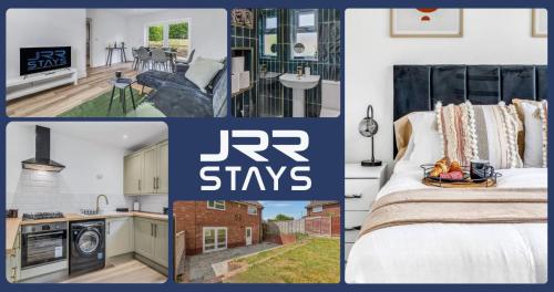 a collage of photos of a kitchen and a house at Dudley - Stylish 3 Bedroom Sleeps 6 Wi-Fi - JRR Stays in Woodside