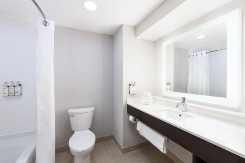 a white bathroom with a toilet and a sink at Holiday Inn Express & Suites Spring Hill by IHG in Spring Hill
