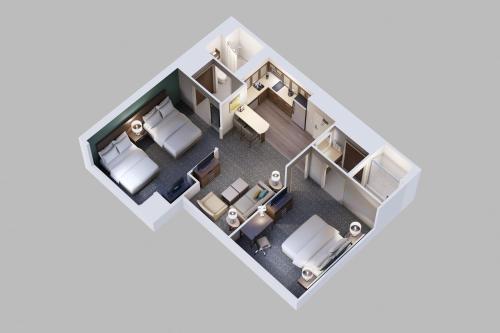 a rendering of a floor plan of a room at Staybridge Suites Greenville - Medical Center by IHG in Greenville