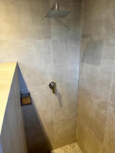 a shower with a shower head in a bathroom at Rosetta Fields Country Lodge in Rosetta