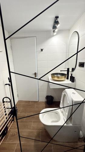 a bathroom with a toilet and a sink at Villa Tsinandali in Tsinandali