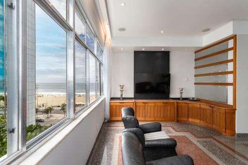Ruang duduk di APT com vista em Copacabana Posto 3