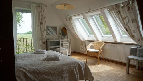 Ένα ή περισσότερα κρεβάτια σε δωμάτιο στο Ferienhaus Katinger Watt