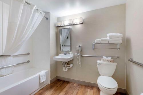 a bathroom with a toilet and a sink at Comfort Inn Herndon-Reston in Herndon