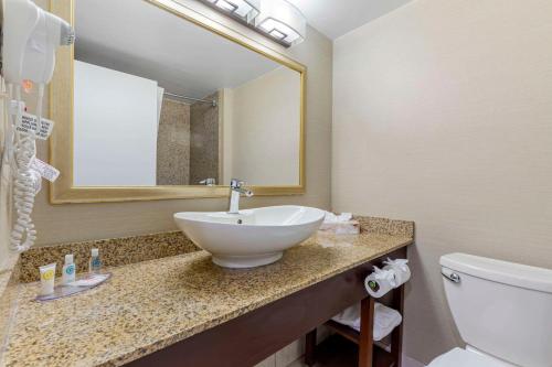 a bathroom with a sink and a toilet at Comfort Inn Herndon-Reston in Herndon