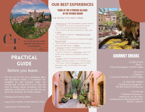 a page of a brochure for a hotel at Haut de maison 65m2 avec jardin in Callian
