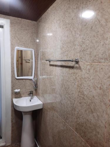 uma casa de banho com um lavatório e um espelho em Nirok em Sevan