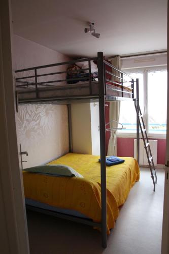une chambre avec un lit superposé avec une échelle dans l'établissement Résidence Pointe de la Verdure, au Mans