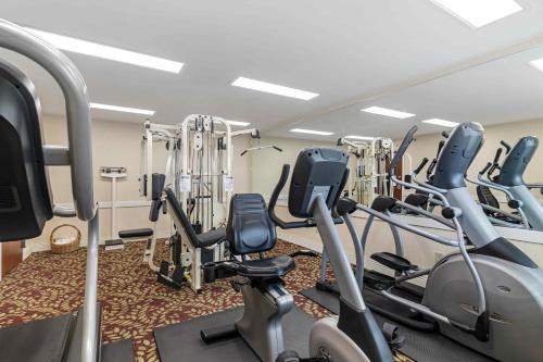 a gym with treadmills and elliptical machines at Juniper Hill Inn in Ogunquit