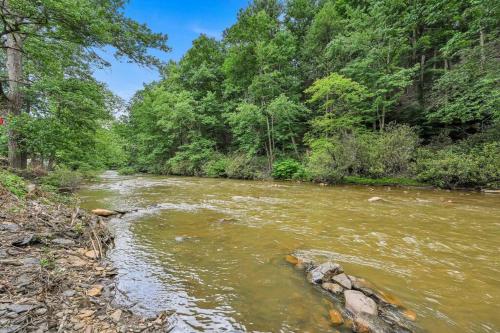 a river with trees on the side of it at Charming Hammock by the River in Cressona